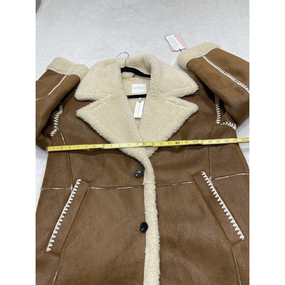 Avec Les Filles Anthropologie Coat Women Brown Faux Shearling Boho Size XL NWT - Picture 6 of 12